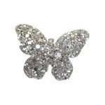 Barrettes pailletées forme papillon argent  (90)