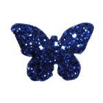 Barrettes pailletées forme papillon bleu foncé (66)