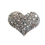 Barrettes pailletées forme coeur argent (90)