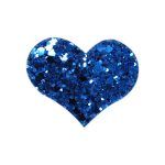 Barrettes pailletées forme coeur bleul foncé (66)