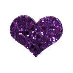 Barrettes pailletées forme coeur violet (50)