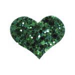 Barrettes pailletées forme coeur vert (70)
