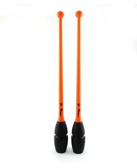 NOUVEAU ! Massues Haute Compétition (FIG) encastrables Venturelli 41,5 cm bi colores -ORANGE/NOIR